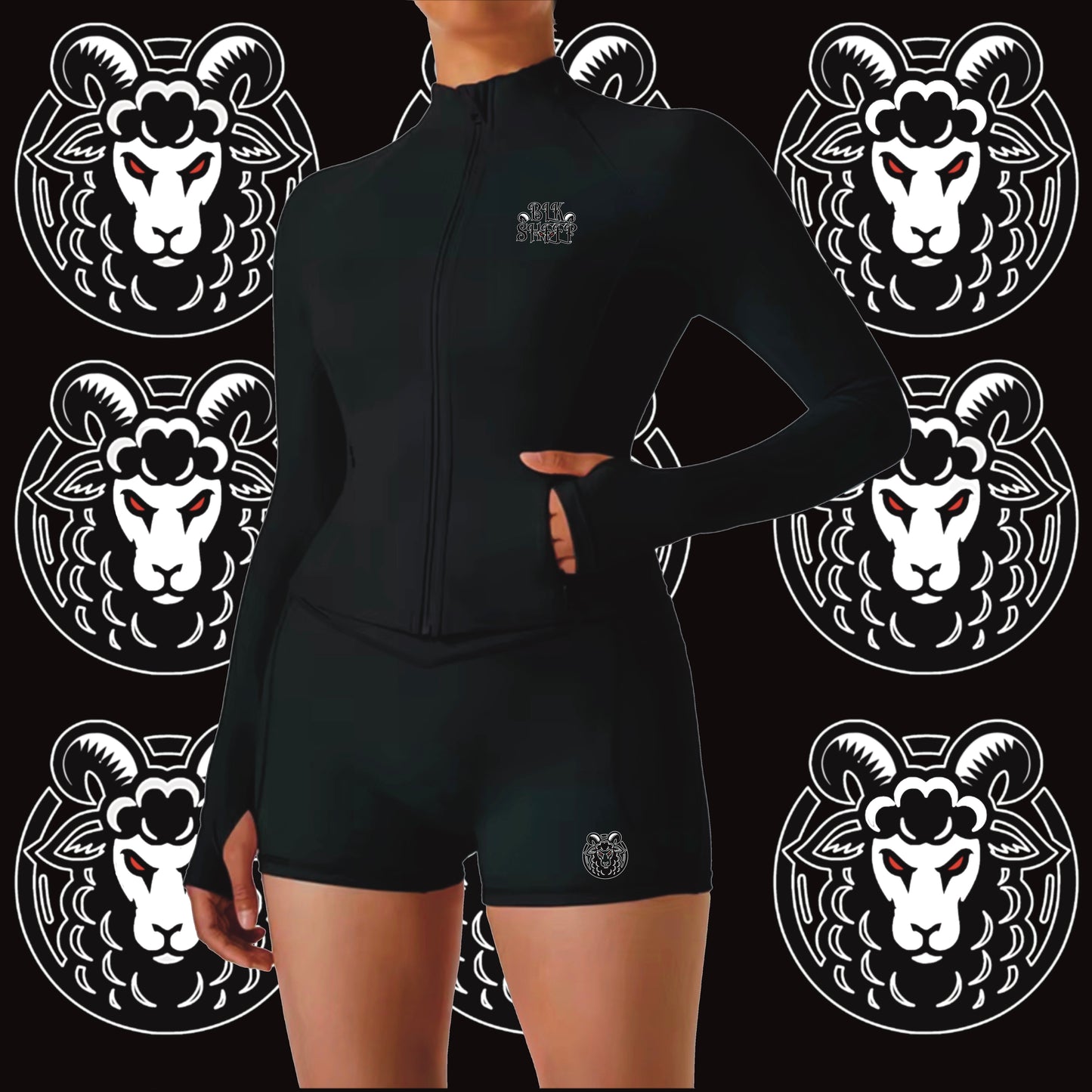 Blk Sheep Jacket/Shorts Set